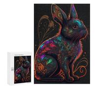 300 PCS Rompecabezas Colorful Rabbit Art Print-7 Rompecabezas para Adultos Juguetes Antiestrés Vacaciones En Casa Matar El Tiempo Interacción Entre Padres E Hijos 300 PCS