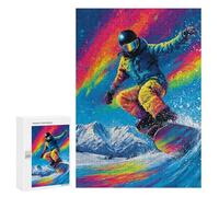 300 PCS Rompecabezas Colorful Snowboarding Adventure Rompecabezas para Adultos Alivia El Estrés Interacción Entre Padres E Hijos Cumpleaños Y Navidad 300 PCS