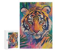 300 PCS Rompecabezas Colorful Tiger Art Print Rompecabezas para Adultos Rompecabezas para La Diversión Familiar Difícil Y Desafiante Juego Educativo Familiar 300 PCS