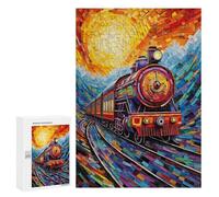 300 PCS Rompecabezas Colorful Train Mosaic Art Rompecabezas para Adultos Alivia El Estrés Interacción Entre Padres E Hijos Cumpleaños Y Navidad 300 PCS