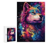 300 PCS Rompecabezas Colorful Wolf Art Print Rompecabezas para Adolescentes, Divertidos Y con Humor. Cada Pieza Es Única: Juguetes Educativos De Aprendizaje 300 PCS