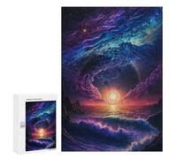 300 PCS Rompecabezas Cosmic Ocean Sunset Rompecabezas para Adultos Juguetes Antiestrés Vacaciones En Casa Matar El Tiempo Interacción Entre Padres E Hijos 300 PCS