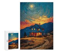 300 PCS Rompecabezas Cozy Cabin Under Moonlight Rompecabezas para Adolescentes. Corte De Precisión. Actividades Divertidas En Casa. Juego Desafiante Y Juego En Familia. 300 PCS