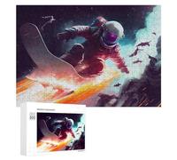 300 PCS Rompecabezas De Piezas para Adolescentes Astronaut Snowboarding in Space Rompecabezas para Adultos Juego Familiar Análisis Y Desafío Educativo De Lógica 300 PCS