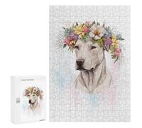 300 PCS Rompecabezas De Piezas para Adolescentes Floral Dogo Argentino Dog Rompecabezas para Adolescentes Juegos Familiares Análisis Y Desafío Educativo De Lógica 300 PCS