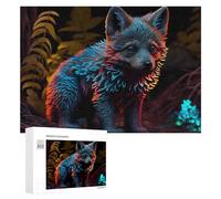 300 PCS Rompecabezas De Piezas para Adolescentes Glowing Fox in Neon Forest Rompecabezas para Adultos Juego Familiar Análisis Y Desafío Educativo De Lógica 300 PCS