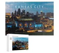 300 PCS Rompecabezas De Piezas para Adolescentes Kansas City Skyline at Night Rompecabezas para Adultos Juego Familiar Análisis Y Desafío Educativo De Lógica 300 PCS
