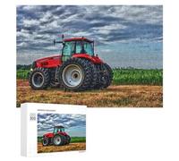 300 PCS Rompecabezas De Piezas para Adolescentes Red Tractor in Field Under Cloudy Sky Rompecabezas para Adultos Juego Familiar Análisis Y Desafío Educativo De Lógica 300 PCS