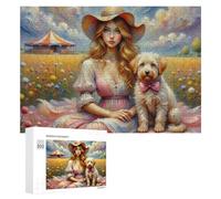300 PCS Rompecabezas De Piezas para Adolescentes Romantic Garden with Lady and Dog Rompecabezas para Adultos Juego Familiar Análisis Y Desafío Educativo De Lógica 300 PCS