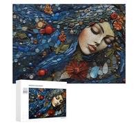 300 PCS Rompecabezas De Piezas para Adultos Artistic Mosaic Portrait with Flowers and Leaves Rompecabezas para Adultos Juguetes Antiestrés Análisis Y Lógica Desafiante De Completar 300 PCS