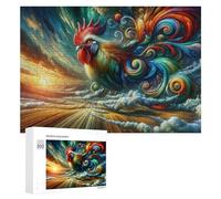 300 PCS Rompecabezas De Piezas para Adultos Colorful Rooster Sky Art Rompecabezas para Adultos Juguetes Antiestrés Análisis Y Lógica Desafiante De Completar 300 PCS