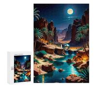 300 PCS Rompecabezas De Piezas para Adultos Desert Oasis Under The Moonlight Rompecabezas para Adultos Juguetes Antiestrés Análisis Y Lógica Desafiante De Completar 300 PCS
