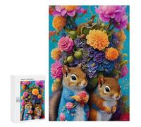 300 PCS Rompecabezas De Piezas para Adultos Floral Squirrel Duo Rompecabezas para Adultos Juguetes Antiestrés Análisis Y Lógica Desafiante De Completar 300 PCS