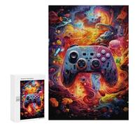 300 PCS Rompecabezas De Piezas para Adultos Vibrant Gaming Controller Artwork -109 Rompecabezas para Adultos Juguetes Antiestrés Análisis Y Lógica Desafiante De Completar 300 PCS