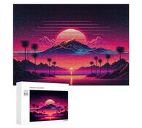 300 PCS Rompecabezas De Piezas para Adultos Vibrant Retro Sunset Landscape -3 Rompecabezas para Adultos Juguetes Antiestrés Análisis Y Lógica Desafiante De Completar 300 PCS