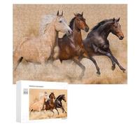 300 PCS Rompecabezas De Piezas para Adultos Wild Horses Galloping in Desert Dust Rompecabezas para Adultos Juguetes Antiestrés Análisis Y Lógica Desafiante De Completar 300 PCS