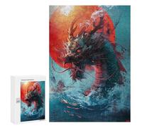 300 PCS Rompecabezas Dragon Rising from Water Rompecabezas para Adultos Alivia El Estrés Interacción Entre Padres E Hijos Cumpleaños Y Navidad 300 PCS