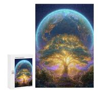 300 PCS Rompecabezas Earth from Space with Tree Rompecabezas para Adolescentes Carrera De Velocidad Manual Lista De Deseos con Juguetes De Papá Noel Juegos Educativos 300 PCS