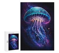 300 PCS Rompecabezas Glowing Jellyfish Art Print-1 Rompecabezas para Adolescentes, Divertidos Y con Humor. Cada Pieza Es Única: Juguetes Educativos De Aprendizaje 300 PCS