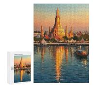 300 PCS Rompecabezas Golden Sunset Temple Reflections Rompecabezas para Adolescentes: Alivia El Estrés. Entrena Tu Cerebro Y Tus Manos. Juguetes Educativos De Aprendizaje 300 PCS