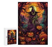 300 PCS Rompecabezas Halloween Witch with Pumpkins Rompecabezas para Adolescentes, Divertidos Y con Humor. Cada Pieza Es Única: Juguetes Educativos De Aprendizaje 300 PCS