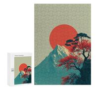 300 PCS Rompecabezas Japanese Sunset Landscape Rompecabezas para Adultos Juguetes Antiestrés Vacaciones En Casa Matar El Tiempo Interacción Entre Padres E Hijos 300 PCS