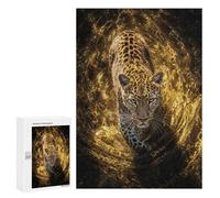 300 PCS Rompecabezas Leopard in Golden Water Rompecabezas para Adolescentes, Divertidos Y con Humor. Cada Pieza Es Única: Juguetes Educativos De Aprendizaje 300 PCS