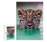 300 PCS Rompecabezas Leopard Swimming in Water Rompecabezas para Adolescentes. Corte De Precisión. Actividades Divertidas En Casa. Juego Desafiante Y Juego En Familia. 300 PCS