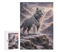 300 PCS Rompecabezas Majestic White Tiger in Mountain Landscape Rompecabezas para Adultos Juegos Divertidos Decoración Perfecta Cumpleaños Y Navidad 300 PCS