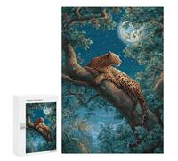 300 PCS Rompecabezas Moonlit Jungle Leopard Rest Rompecabezas para Adolescentes. Corte De Precisión. Actividades Divertidas En Casa. Juego Desafiante Y Juego En Familia. 300 PCS