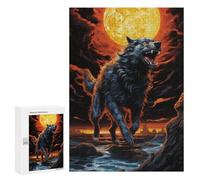 300 PCS Rompecabezas Moonlit Wolf Roar Rompecabezas para Adultos Juguetes Antiestrés Vacaciones En Casa Matar El Tiempo Interacción Entre Padres E Hijos 300 PCS