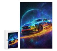 300 PCS Rompecabezas Neon Racing Mustang Cosmic Speed Rompecabezas para Adultos Juguetes Antiestrés Vacaciones En Casa Matar El Tiempo Interacción Entre Padres E Hijos 300 PCS