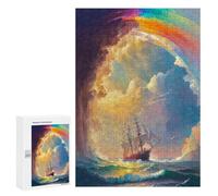 300 PCS Rompecabezas Ocean Storm with Rainbow Rompecabezas para Adolescentes, Divertidos Y con Humor. Cada Pieza Es Única: Juguetes Educativos De Aprendizaje 300 PCS