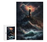 300 PCS Rompecabezas para Adolescentes A Lighthouse in A Storm V5 Rompecabezas para Adultos Juguetes Antiestrés Decoración De Pared Diversión Actividades En Casa, 300 PCS