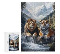 300 PCS Rompecabezas para Adolescentes A Lion and A Tiger Rompecabezas Juegos Relajantes Desafío Difícil Desafiante De Completar 300 PCS