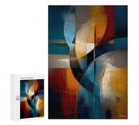 300 PCS Rompecabezas para Adolescentes Abstract Curved Intersection - Blue, Gold & Ivory Geometry Rompecabezas para Adolescentes Juegos Divertidos Análisis Y Lógica Cumpleaños 300