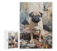 300 PCS Rompecabezas para Adolescentes Abstract Pug Painting -1 Rompecabezas para Adultos Que Mejoran La Memoria Juegos De Ingenio Familiares Difíciles Y Desafiantes 300 PCS