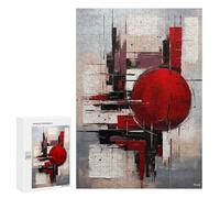 300 PCS Rompecabezas para Adolescentes Abstract Red Sphere - Black, White & Crimson Geometry Rompecabezas Juegos Relajantes Desafío Difícil Desafiante De Completar 300 PCS