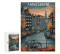 300 PCS Rompecabezas para Adolescentes Amsterdam Canal Sunset Rompecabezas para Adultos Juegos De Relajación Decoración De Pared Ayuda A Ejercitar El Cerebro 300 PCS