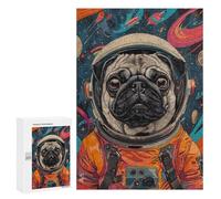300 PCS Rompecabezas para Adolescentes Animal Pug Astronaut Space Rompecabezas para Adultos Juegos Familiares Mejora La Memoria Regalos para Amigos Y Familiares 300 PCS