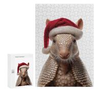 300 PCS Rompecabezas para Adolescentes Armadillo Christmas with Santa Hat Portrait Juegos Familiares De Rompecabezas para Adultos Que Mejoran La Memoria Ayudan A Ejercitar El Cerebro 300 PCS