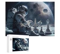 300 PCS Rompecabezas para Adolescentes Astronaut Playing Chess on The Moon Rompecabezas para Adultos Juego De Ingenio Regalos para Mujeres Cumpleaños Y Navidad 300 PCS