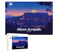 300 PCS Rompecabezas para Adolescentes Athens Acropolis Greece Nightscape Illustration Rompecabezas para Adultos Juego Práctico Ensamblaje De Patrones Cumpleaños Y Navidad 300 PCS