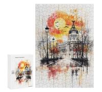 300 PCS Rompecabezas para Adolescentes Autumnal Glow Madrids Metropolis at Sunset Rompecabezas para Adultos Juegos Familiares Desafío Difícil Ayuda A Ejercitar El Cerebro 300 PCS