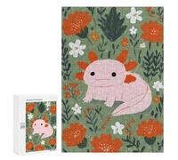 300 PCS Rompecabezas para Adolescentes Axolotl in A Floral Garden Rompecabezas para Adolescentes Juegos Divertidos Análisis Y Lógica Cumpleaños 300 PCS