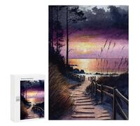 300 PCS Rompecabezas para Adolescentes Beach at Purple Sunset Rompecabezas para Adultos Juguetes Antiestrés Desafío Difícil Cumpleaños