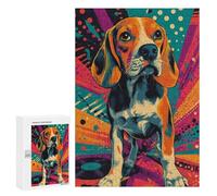 300 PCS Rompecabezas para Adolescentes Beagle in Retro Style Retro Pop Art Beagle Portrait Rompecabezas para Adultos Juguetes Antiestrés Desafío Difícil Cumpleaños