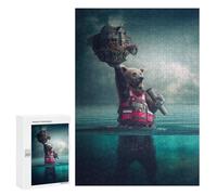 300 PCS Rompecabezas para Adolescentes Bear Floating Island Life Jacket Rompecabezas para Adultos Juegos Familiares Mejora La Memoria Regalos para Amigos Y Familiares 300 PCS