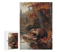 300 PCS Rompecabezas para Adolescentes Beaver in Autumn Forest Rompecabezas para Adultos Juguetes Antiestrés Desafío Difícil Cumpleaños
