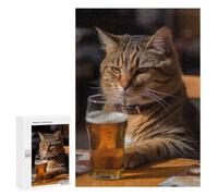 300 PCS Rompecabezas para Adolescentes Beer Drinking Cat Rompecabezas para Adultos Regalos De Cumpleaños Juego Familiar Apto para Personas De 14 Años En Adelante 300 PCS